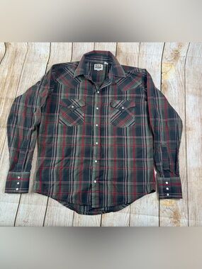 Ely Cattleman Western Cowboy Pearl Snap Shirt Longsleeve Medium